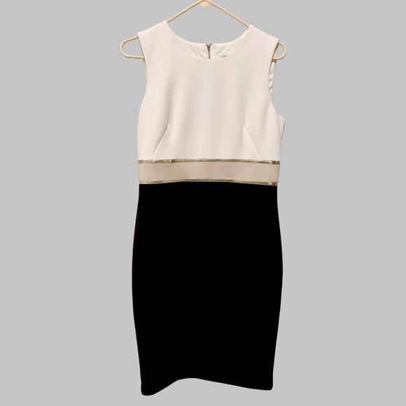 Calvin Klein Dresses & Skirts - Calvin Klein Womens Sz 8 Sleeveless Color Block Black White Sheath Formal Dress